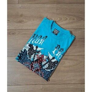 Vintage Y2K Direct Blue Studded Embroidered T-shirt, Tagged 2XL